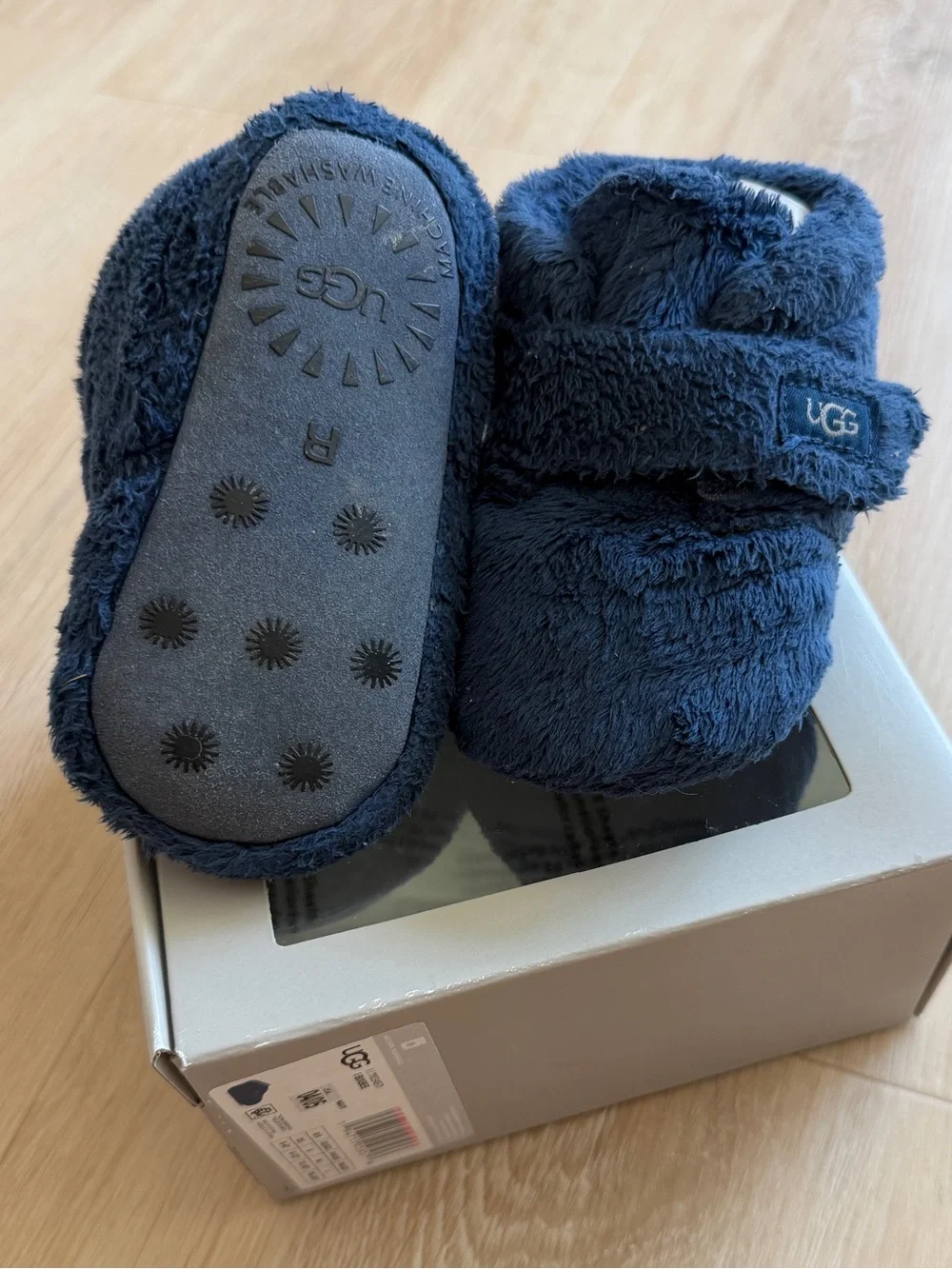 UGG Plush Baby Walker Booties in Navy Blue